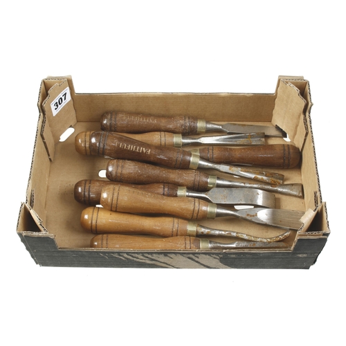 307 - A set of 9 carving tools by FAITHFUL, a few rust spots G