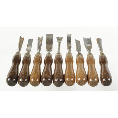 307 - A set of 9 carving tools by FAITHFUL, a few rust spots G