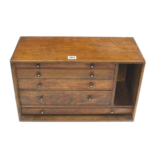 364 - An engineer's 5 drawer oak tool chest by NESLEIN lacks front G+