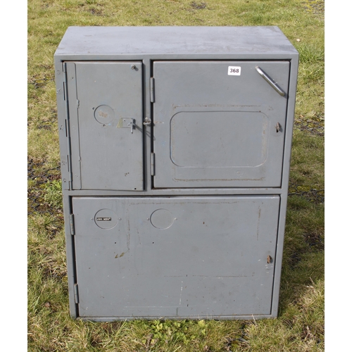 368 - An unusual steel tool cabinet with 12 drawers 24