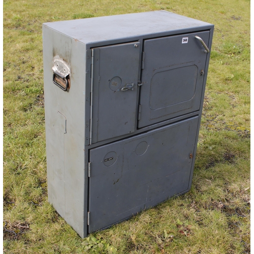 368 - An unusual steel tool cabinet with 12 drawers 24