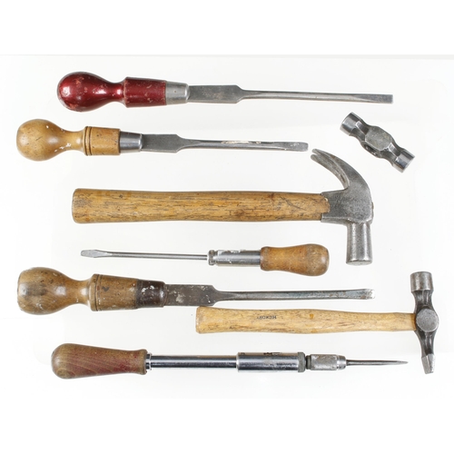 373 - Two hammers and 5 screwdrivers G