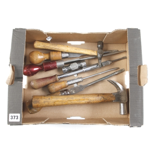 373 - Two hammers and 5 screwdrivers G