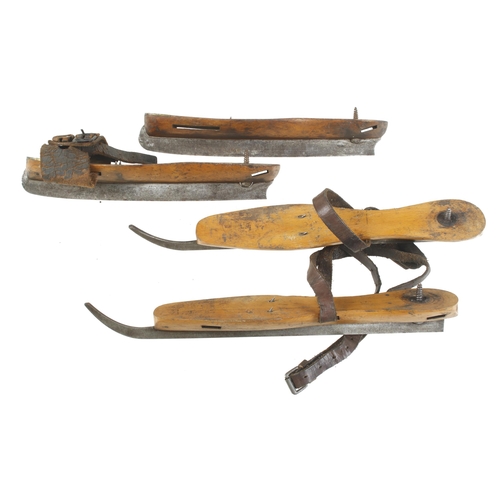 377 - Two pairs of beech ice skates by MARSDEN Bros and RUNDELL G+