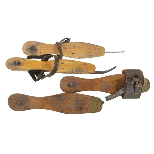 377 - Two pairs of beech ice skates by MARSDEN Bros and RUNDELL G+