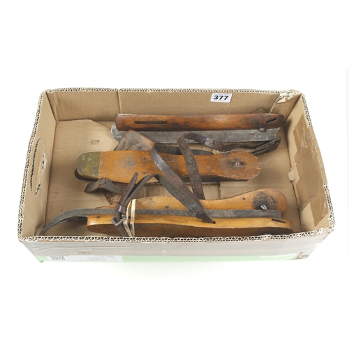 377 - Two pairs of beech ice skates by MARSDEN Bros and RUNDELL G+