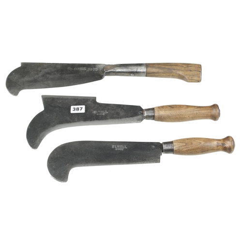 387 - A sharpened double edge billhook and two single edge by ELWELL G