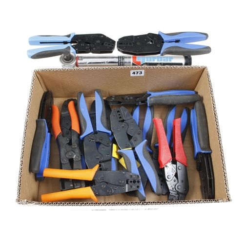 473 - 14 electric crimping pliers and a torque wrench G+