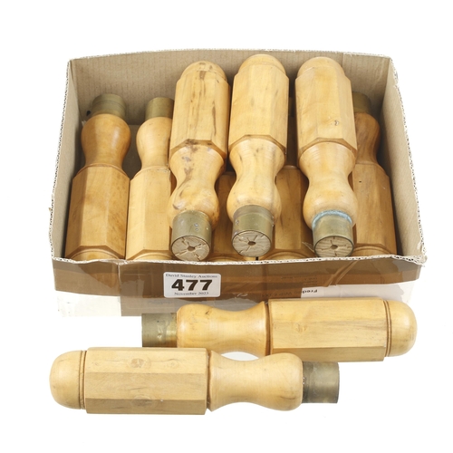 477 - Ten new octagonal boxwood chisel handles F