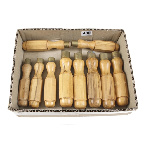 480 - Ten new octagonal boxwood chisel handles F