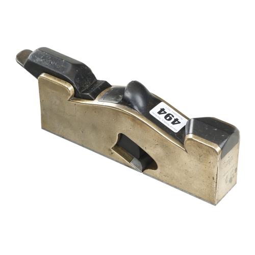 494 - A steel soled brass shoulder plane by BUCK 7 1/2