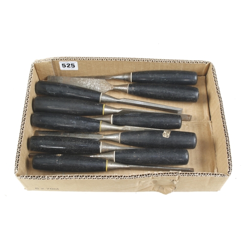 525 - A set of 10 bevel edge chisels by STANLEY with composite handles G+