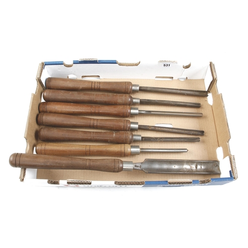 531 - A set of 7 large turning tools with matching handles G++