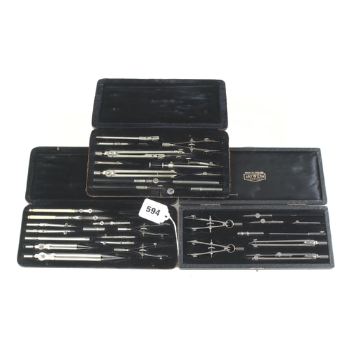 594 - Three sets of drawing instruments G