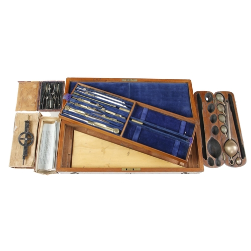 597 - Two part sets of drawing instruments etc G-