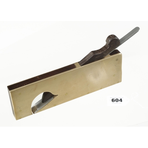 604 - A large brass rebate plane 10