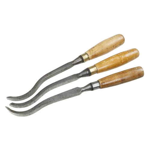 637 - Three mortice lock chisels by MARPLES and SORBY G+