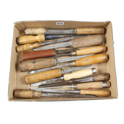 673 - 14 mainly mortice chisels G+