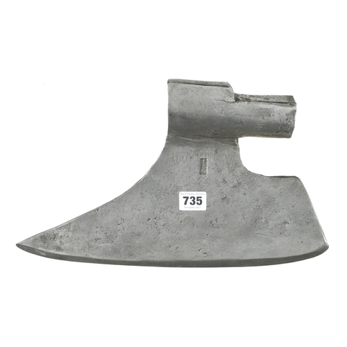 735 - An 18c Austrian L/H broad axe with touch marks and other decoration, 14