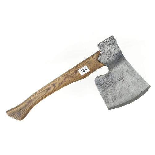 736 - A fine and large wheelwright's R/H side axe by GILPIN with ash handle G+