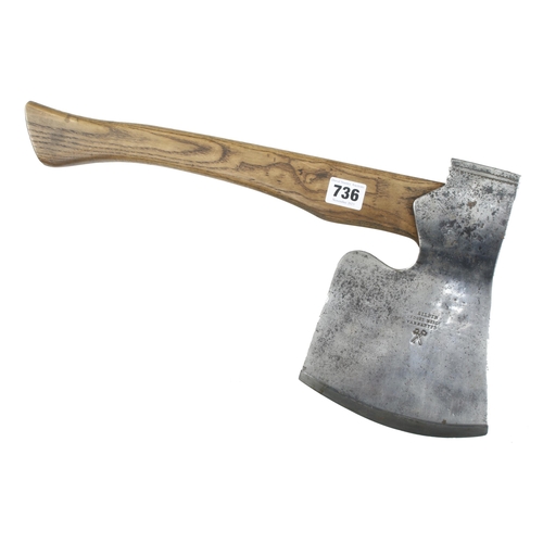 736 - A fine and large wheelwright's R/H side axe by GILPIN with ash handle G+