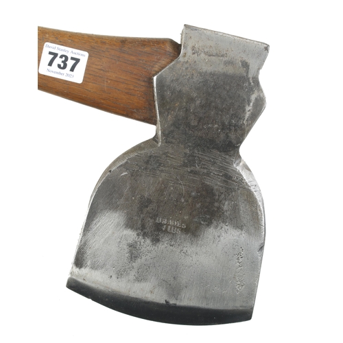 737 - A Kent pattern wheelwright's R/H side axe by BRADES with 5