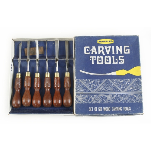 752 - A MARPLES No 152 set of 6 probably unused carving tools in orig box F