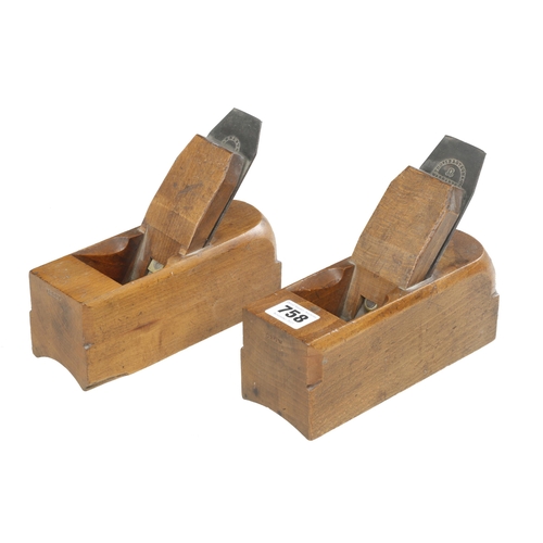 758 - Two concave sole block planes by CROW 7