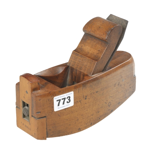 773 - A beech compass plane with boxwood front adjuster by HATHERSICH with scrolled wedge G+