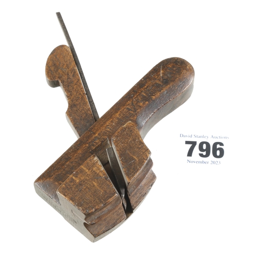 796 - A rare miniature beech tailed compassed moulding plane by GRIFFITHS Norwich 4 1/2