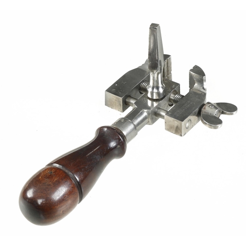 804 - A little used MILLERS FALLS Alford hand vice c/w all tools incl. washer cutter in rosewood handle G+... 