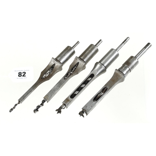 82 - A graduated set of 4 hollow mortice chisels G+