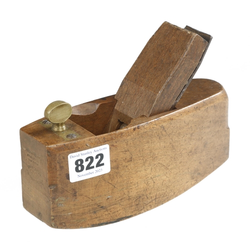 822 - An unusually small PRESTON No 222 compassed smoother with screw adjustable toe 6 1/2