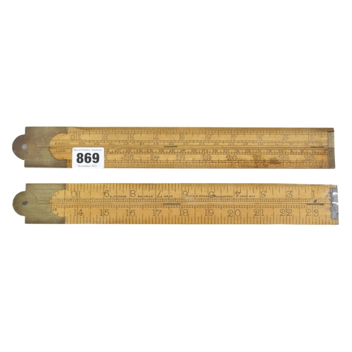 869 - An unusual and little used 2' two fold Joiner's Rule by TYZACK and an unnamed ironmonger's rule with... 