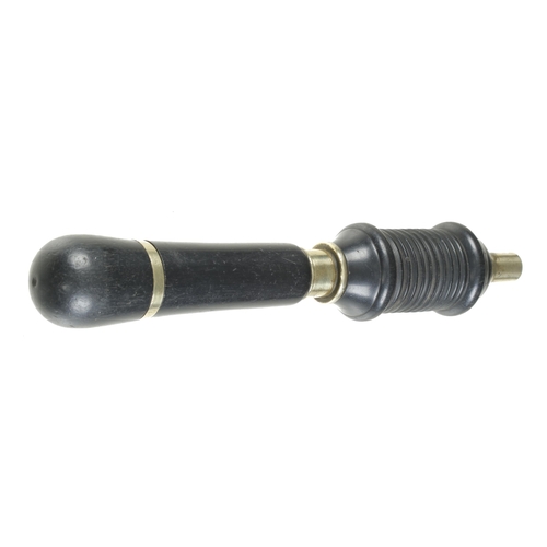 931 - An ebony and brass bow drill, undoubtedly by Buck but not marked, c/w 4 bit stocks G