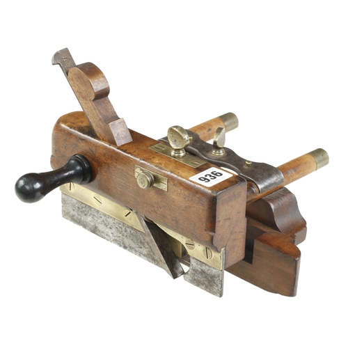 936 - A rare MATHIESON No 11 handled bridle plough plane unusually with boxwood arms and ebony side handle... 