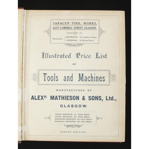 947 - A rare ALEX. MATHIESON & SONS 8th ed. ill. catalogue incl. wood and metal planes, 1/4 bound h/b 162p... 