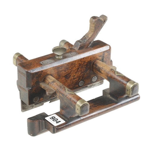 904 - A beech plough plane by VARVILL with unusual iron skate and depth stop, well hammered wedge G