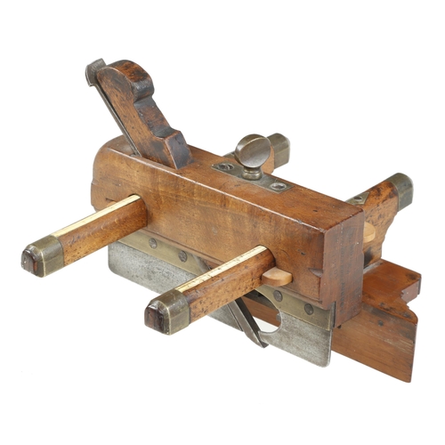 906 - A little used beech plough by GARDNER Bristol with boxwood fence and stems inlaid with (what must no... 