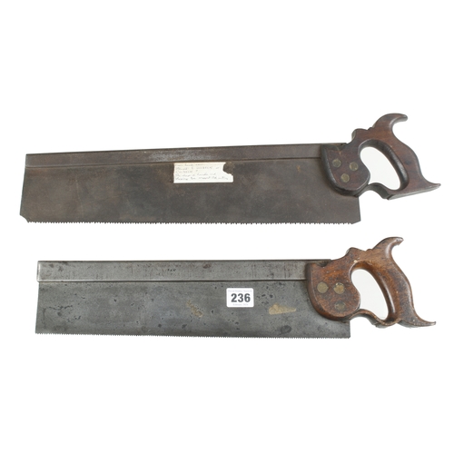 236 - Two early s/b tenon saws by STRAW and COLBECK G