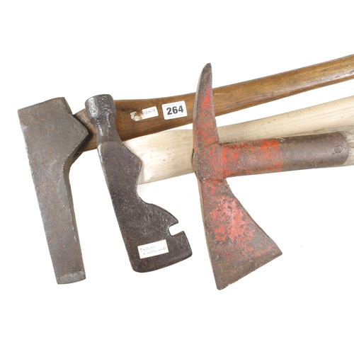 264 - A mortice axe and two others G