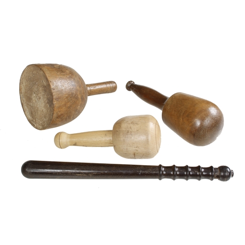 293 - Three large mallets and a truncheon G+