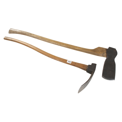 298 - An English felling axe and a carpenter's adze G