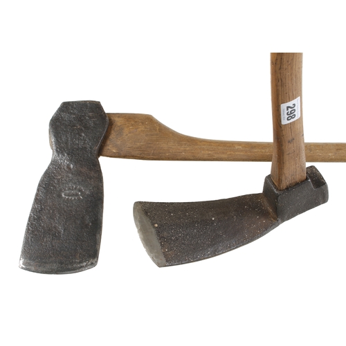 298 - An English felling axe and a carpenter's adze G