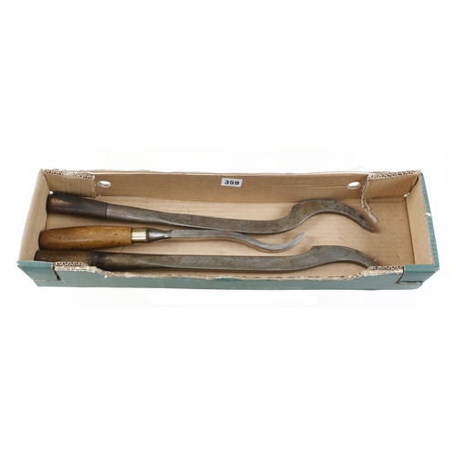 359 - Three mortice lock chisels G+