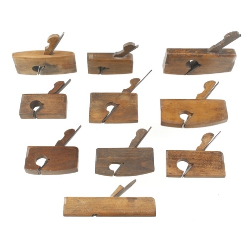 730 - Nine patternmaker's miniature beech planes G+