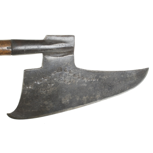 756 - An 18c Austrian R/H side axe with M.L. touch marks and other decoration with 18