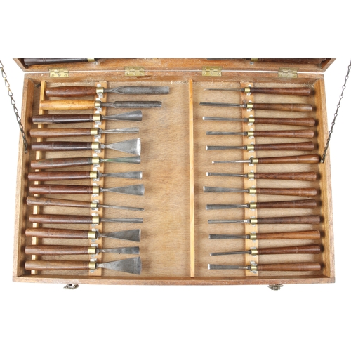 765 - A rare kit of 52 unusual carving tools to 1 3/4