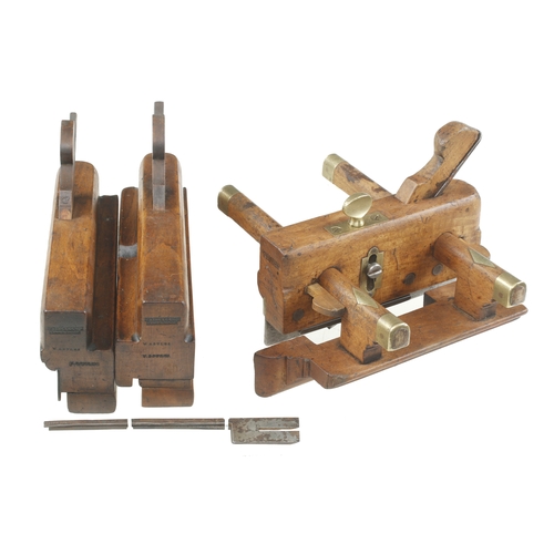 807 - A pair of adjustable T & G planes with extra pair of irons and a plough all by FAIRCLOUGH Liverpool ... 