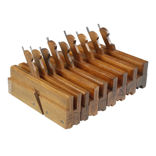 812 - A bastard set of 9 side bead moulding planes by GRIFFITHS 1/8